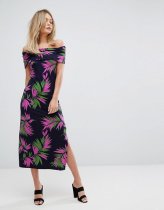 Warehouse Graphic Palm Print Midi Dress